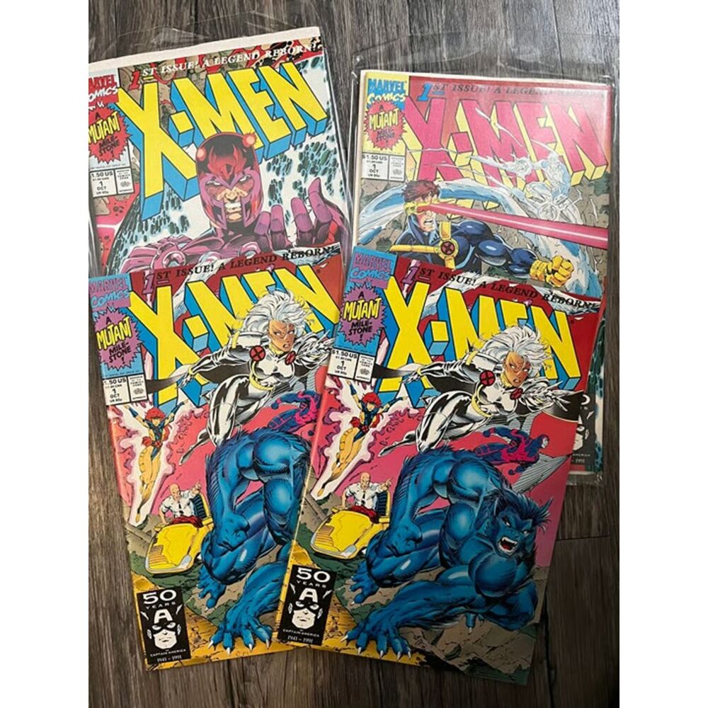 (4)X-Men #1 NM Marvel Comics 1991 - 3 Unique Covers - Jim Lee & Chris Claremont